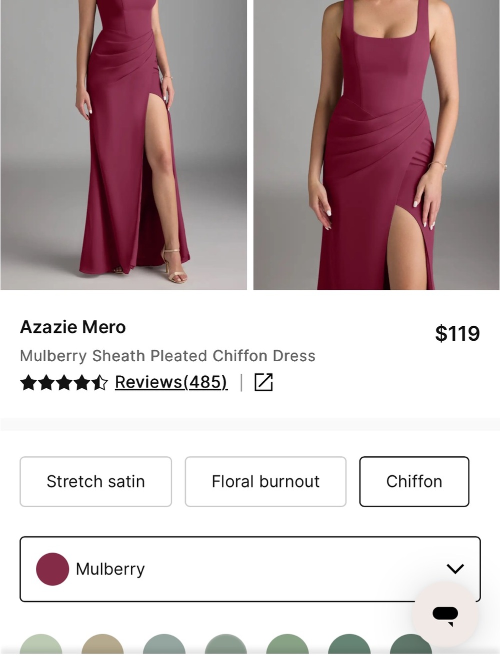 Azazie Mero Mulberry Square-Neck Dress - Picture 9 of 15
